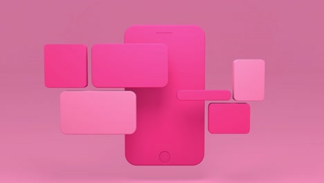 3D-Minimales-Rosa-Mobiltelefon